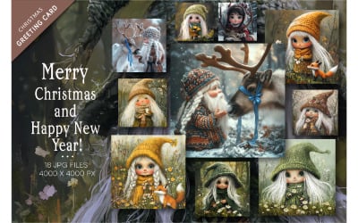 Cute Christmas Gnomes. Postcards.