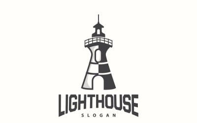 Logotipo do farol Sea Tower Vector Template V3
