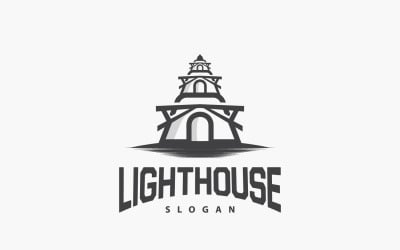 Logotipo do farol Sea Tower Vector Template V4