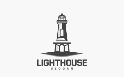 Modèle vectoriel de logo de phare de tour de mer V2
