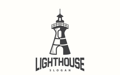 Szablon wektora logo latarni morskiej Sea Tower V3