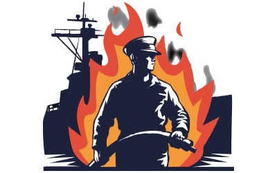 Un logo di un&amp;#39;illustrazione artistica della silhouette della marina