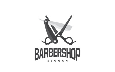 Barbershop Logo Scissors Vector Retro Vintage V6