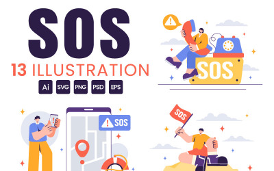 13 Ilustração de emergência de mensagem SOS