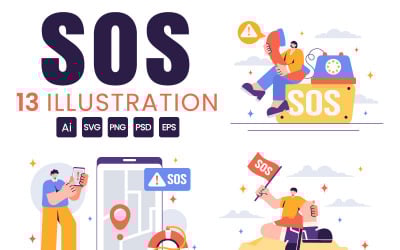 13 Ilustración de emergencia con mensaje SOS