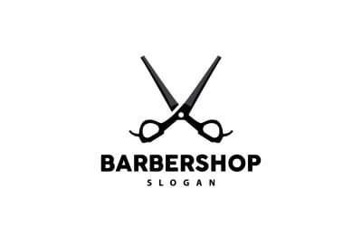 Logotipo de peluquería tijeras vector retro vintage v2