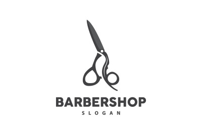 Logotipo de peluquería tijeras vector retro vintage v3