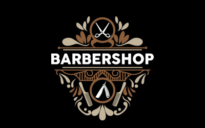 Logotipo de peluquería tijeras vector retro vintage V7
