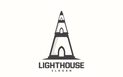 Modèle vectoriel de logo de phare de tour de mer V5