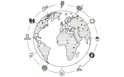 Globo feito ilustrando um mundo