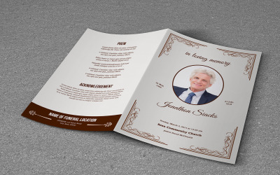 Virágos temetési program sablon. Psd és Word