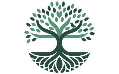 有一棵有树枝和树叶的风格化的树
