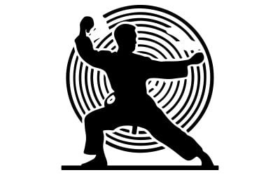 Person practicing martial arts Vector Black Silhouette Design