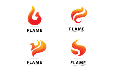 Abstract Fire Flame Logo Symbol with Gradient Color V15
