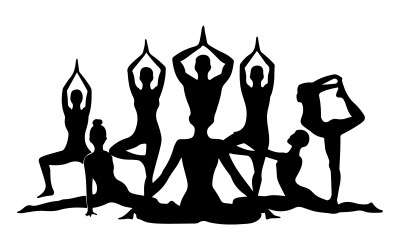 Jógové pozice vektorový design černé siluety