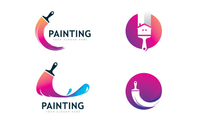 Paint logo full color luxury design style. Creative Brush concept  V13