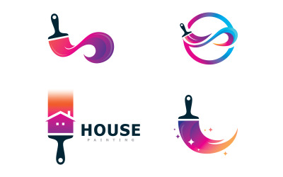 Paint logo full color luxury design style. Creative Brush concept  V14