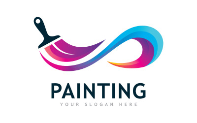 Paint logo full color luxury design style. Creative Brush concept  V1