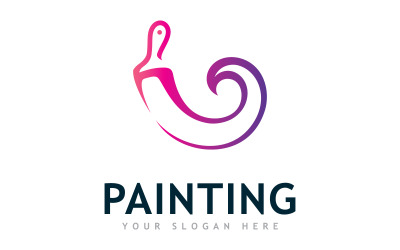 Paint logo full color luxury design style. Creative Brush concept  V8