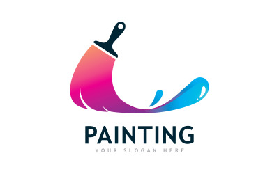 Paint logo full color luxury design style. Creative Brush concept  V9