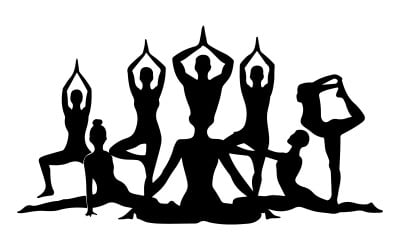 Yoga poses vector zwart silhouet ontwerp