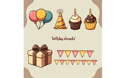 Collection d&amp;#39;éléments d&amp;#39;anniversaire colorés