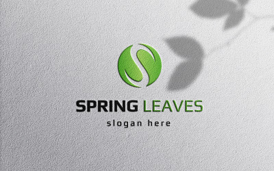 Diseño de logotipo con la letra S de Spring Leaves
