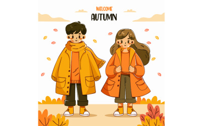 Handgetekende herfstillustratie