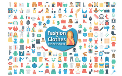 Conjunto de ícones de moda e roupas elegantes para projetos da moda