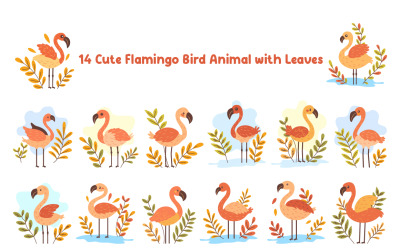 14 lindos flamencos con hojas