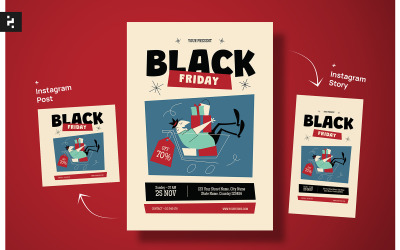 Ulotka Black Friday z motywem Mid Century