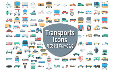 Conjunto de iconos de transporte para todas las necesidades de viaje