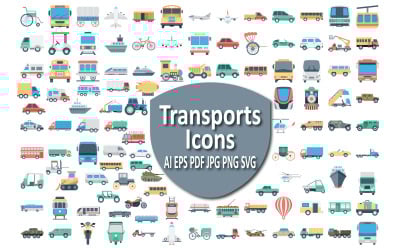 Set di icone di trasporto per tutte le esigenze di viaggio
