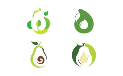 Avokado frukt logotyp mall, hälsosam mat symboler V14