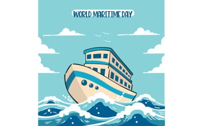 Happy World Maritime Day Illustration