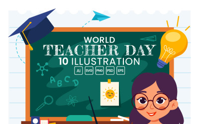 10 Gelukkige Lerarendag Illustratie