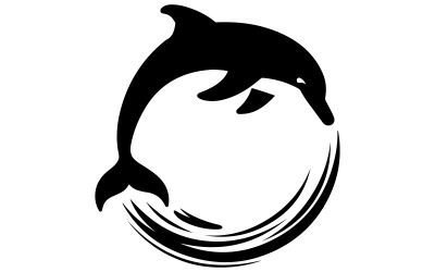 A illustration of a dolphin leaping out of the water