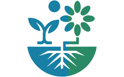 Üç elementten oluşan bir logo: Filiz, çiçek ve ağaç