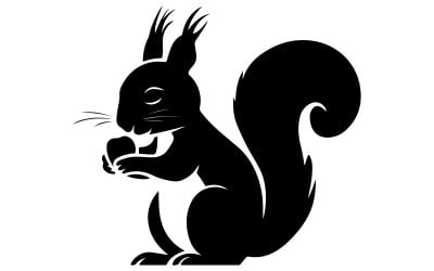 Create a solid silhouette vector illustration of a squirrel
