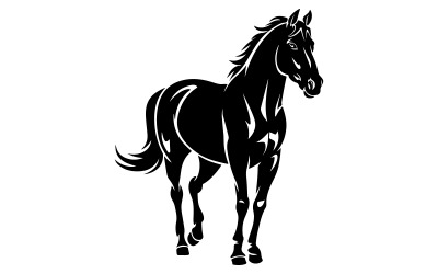 Een silhouetvector van een paard met heldere, goed gedefinieerde ogen