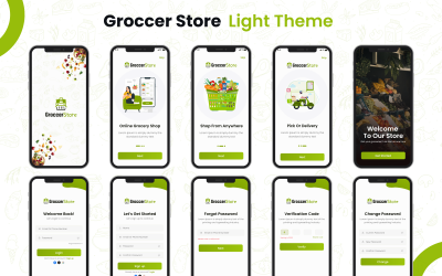 Groccer Store – Комплект пользовательского интерфейса мобильного приложения Grocery