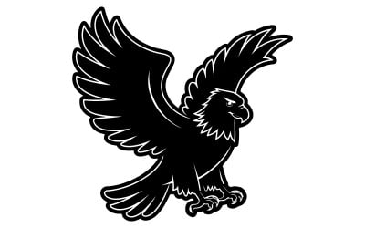 illustration of a cute eagle with a solid silhouette