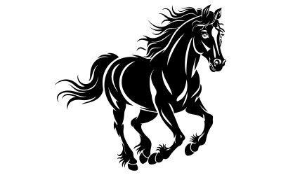Progetta un vettore di silhouette di un cavallo caratterizzato da linee pulite
