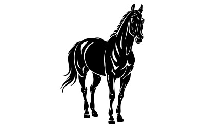 Un vector de silueta de un caballo con ojos limpios y bien definidos.