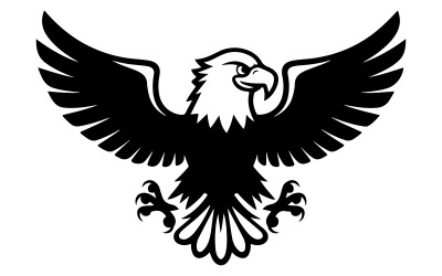 Una ilustración vectorial de una linda águila con una silueta sólida.