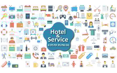 Conjunto de iconos de hoteles y servicios para proyectos de hostelería