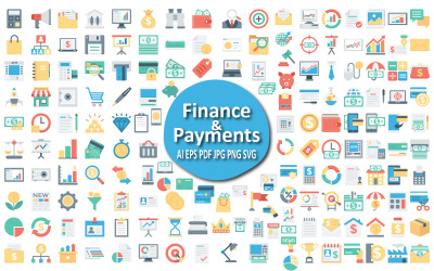 Finans och betalning Ikonuppsättning för moderna transaktioner