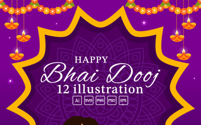 12 Bhai Dooj Indian Festival Illustration