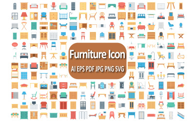 Möbel-Icon-Set für Innenarchitektur-Projekte