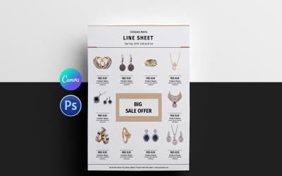Product Line Sheet Template. Psd &amp;amp; Canva